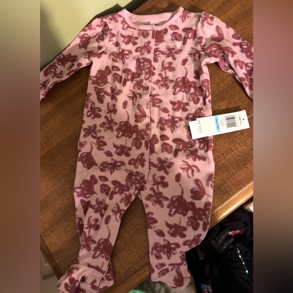 Calvin Klein Pink Floral Kids Footie